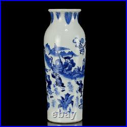 Chinese Blue&White Porcelain HandPainted Exquisite Figure Vase 21152