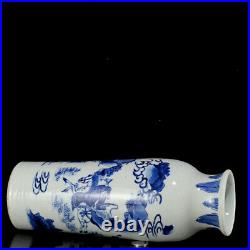 Chinese Blue&White Porcelain HandPainted Exquisite Figure Vase 21152