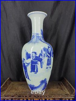 Chinese Blue&White Porcelain HandPainted Exquisite Figure Vases 15695