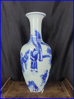 Chinese Blue&White Porcelain HandPainted Exquisite Figure Vases 15695