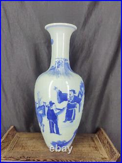 Chinese Blue&White Porcelain HandPainted Exquisite Figure Vases 15695