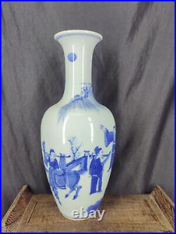 Chinese Blue&White Porcelain HandPainted Exquisite Figure Vases 15695