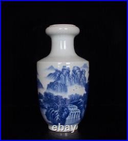 Chinese Blue&White Porcelain HandPainted Exquisite Landscape Vase 16350