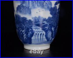 Chinese Blue&White Porcelain HandPainted Exquisite Landscape Vase 16350