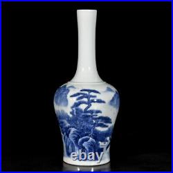 Chinese Blue&White Porcelain HandPainted Exquisite Landscape Vase 19456