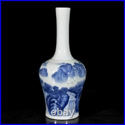 Chinese Blue&White Porcelain HandPainted Exquisite Landscape Vase 19456