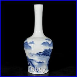 Chinese Blue&White Porcelain HandPainted Exquisite Landscape Vase 19456