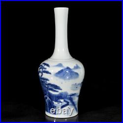 Chinese Blue&White Porcelain HandPainted Exquisite Landscape Vase 19456