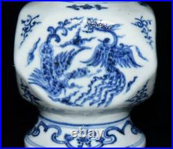 Chinese Blue&White Porcelain HandPainted Phoenix Pattern Binaural Vase 11808