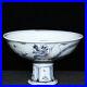 Chinese Blue&White Porcelain Hand Painted Dragon Pattern High Foot Bowl 95127
