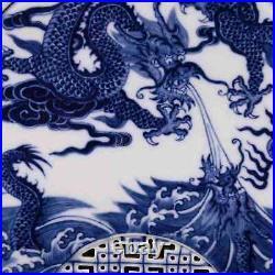 Chinese Blue&White Porcelain Handmade Exquisite Dragon Pattern Tea Tray ae1028