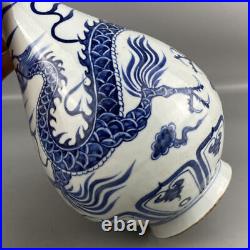 Chinese Blue&White Porcelain Handmade Exquisite Dragon Pattern Vases 73820
