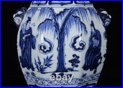 Chinese Blue&White Porcelain Handmade Exquisite Figure Beast head Vase 10415