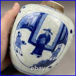 Chinese Blue&White Porcelain Handmade Exquisite Figure Story Pattern Pot af0641