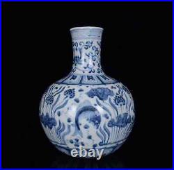 Chinese Blue&White Porcelain Handmade Exquisite Fish&Algae Pattern Vase ae1208