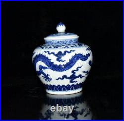 Chinese Blue&White Porcelain Handpainted Exquisite Dragon Pattern Pot 11691