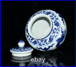 Chinese Blue&White Porcelain Handpainted Exquisite Dragon Pattern Pot 11691