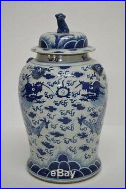 Chinese Blue White Porcelain Jar Double Dragon OC30-04