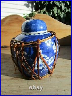 Chinese Blue & White Porcelain Prunus Hawthorn Ginger Jar KANGXI Mark, H 6