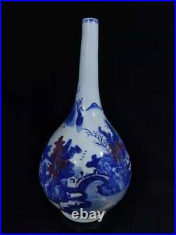 Chinese Blue White porcelain Hand-made Exquisite Vase 7674