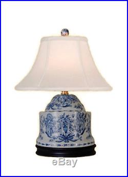 Chinese Blue and White Porcelain Box Chinoiserie Floral Table Lamp 17