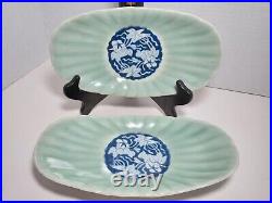 Chinese Blue and White Porcelain Dishes Floral Decoration Shell shaped