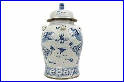 Chinese Blue and White Porcelain Dragon Motif Temple Jar 23