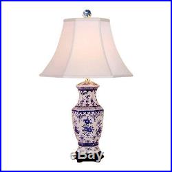 Chinese Blue and White Porcelain Floral Hexagonal Vase Table Lamp 26