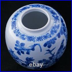 Chinese Blue and White Porcelain Ginger Jar with birds Early 20th C