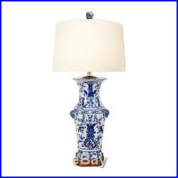Chinese Blue and White Porcelain Vase Chinoiserie Floral Motif Table Lamp 26.5