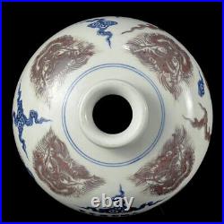 Chinese Blue and white Porcelain Handmade Exquisite Dragon Pattern Vase 16771