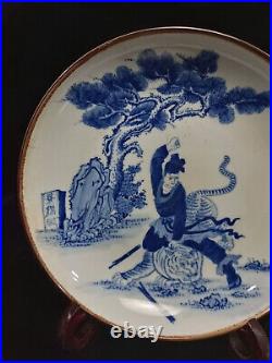 Chinese Blue and white Porcelain Handmade Exquisite Figures Plate 12954