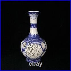 Chinese Blue and white Porcelain Handmade Exquisite Hollowing out Vase 23696