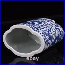 Chinese Blue&white Porcelain HandPainted Dragon&Phoenix Brush Pots 19455
