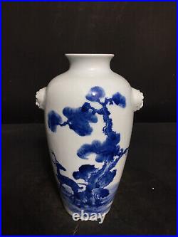 Chinese Blue&white Porcelain HandPainted Exquisite Deer Vase 19800