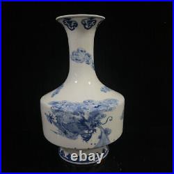 Chinese Blue&white Porcelain HandPainted Exquisite Dragon Pattern Vase 16098