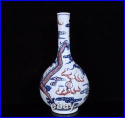 Chinese Blue&white Porcelain HandPainted Exquisite Dragon Pattern Vase 19450