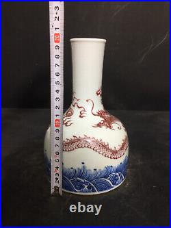 Chinese Blue&white Porcelain HandPainted Exquisite Dragon Pattern Vase 20970