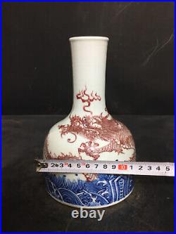 Chinese Blue&white Porcelain HandPainted Exquisite Dragon Pattern Vase 20970