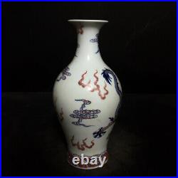 Chinese Blue&white Porcelain HandPainted Exquisite Dragon Pattern Vase 21254