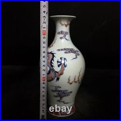 Chinese Blue&white Porcelain HandPainted Exquisite Dragon Pattern Vase 21254