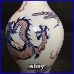 Chinese Blue&white Porcelain HandPainted Exquisite Dragon Pattern Vase 21254