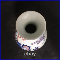 Chinese Blue&white Porcelain HandPainted Exquisite Dragon Pattern Vase 21254