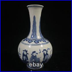 Chinese Blue&white Porcelain HandPainted Exquisite Figure Vase 16097