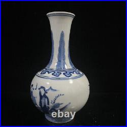 Chinese Blue&white Porcelain HandPainted Exquisite Figure Vase 16097