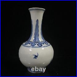 Chinese Blue&white Porcelain HandPainted Exquisite Figure Vase 16097