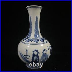 Chinese Blue&white Porcelain HandPainted Exquisite Figure Vase 16097