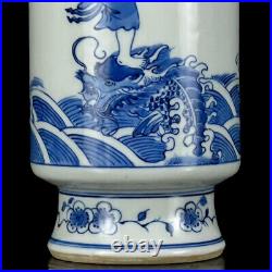 Chinese Blue&white Porcelain HandPainted Exquisite Figure Vase 19065