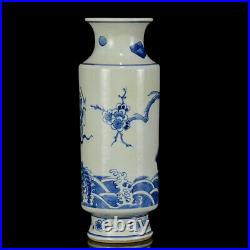 Chinese Blue&white Porcelain HandPainted Exquisite Figure Vase 19065