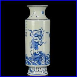 Chinese Blue&white Porcelain HandPainted Exquisite Figure Vase 19065